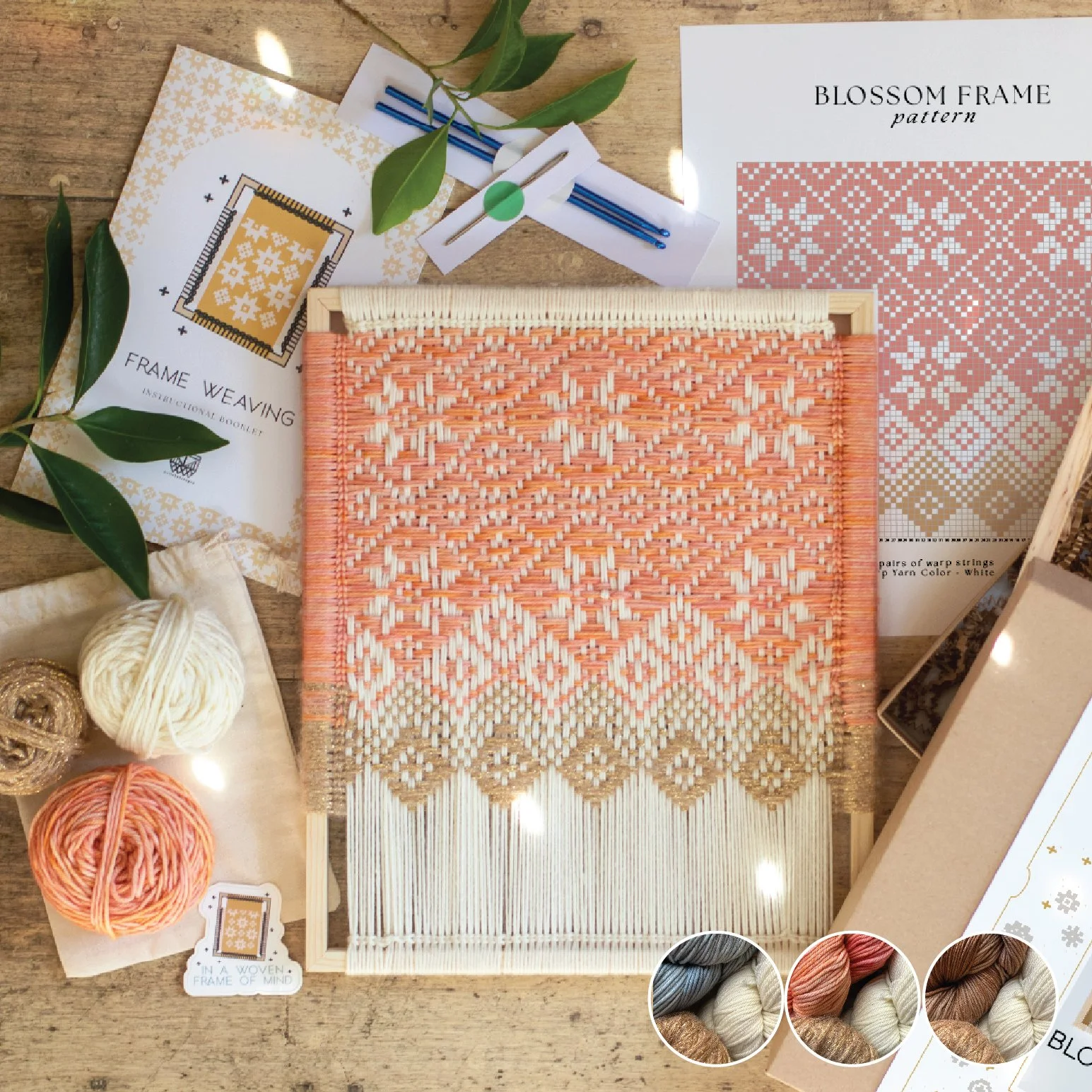 Blossom: Weave by Number. Frame Weaving Kit. Supplies +